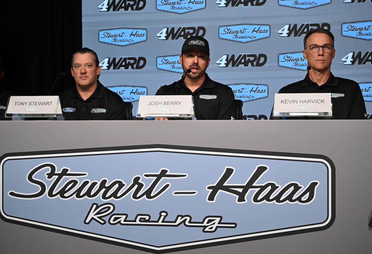 Stewart-Haas Racing co-owner Tony Stewart and drivers Josh Berry and Kevin Harvick.
