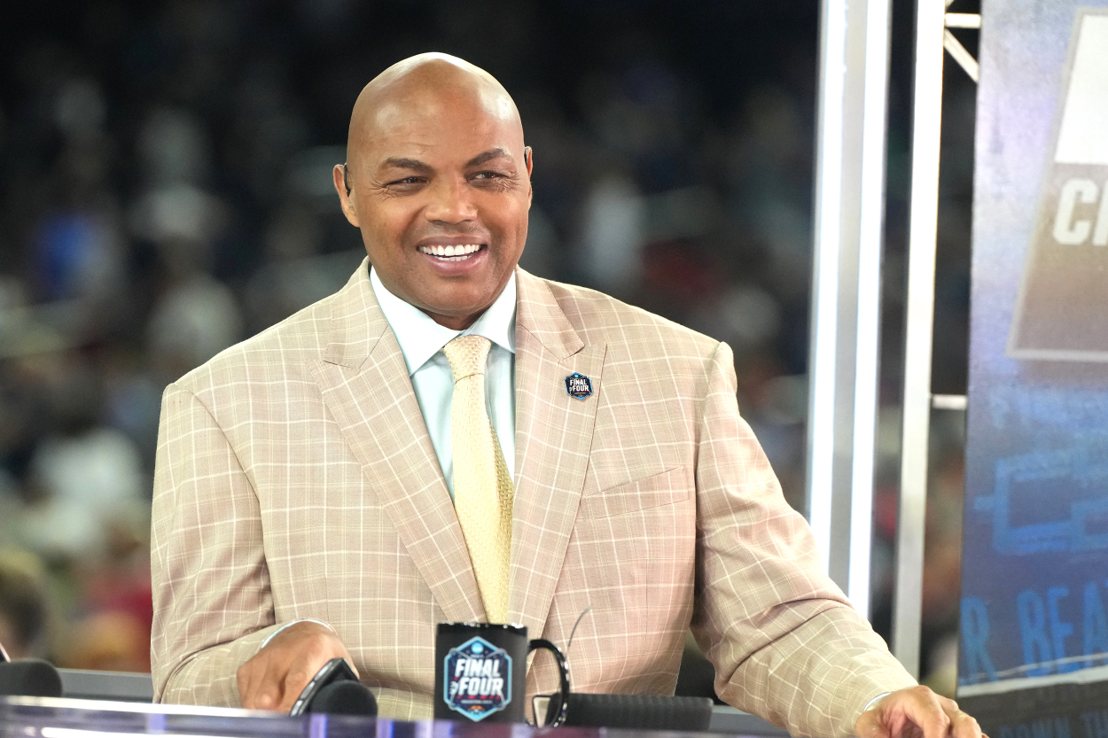 College basketball analyst Charles Barkley on air before the NCAA Men's Basketball Tournament Final Four championship game.