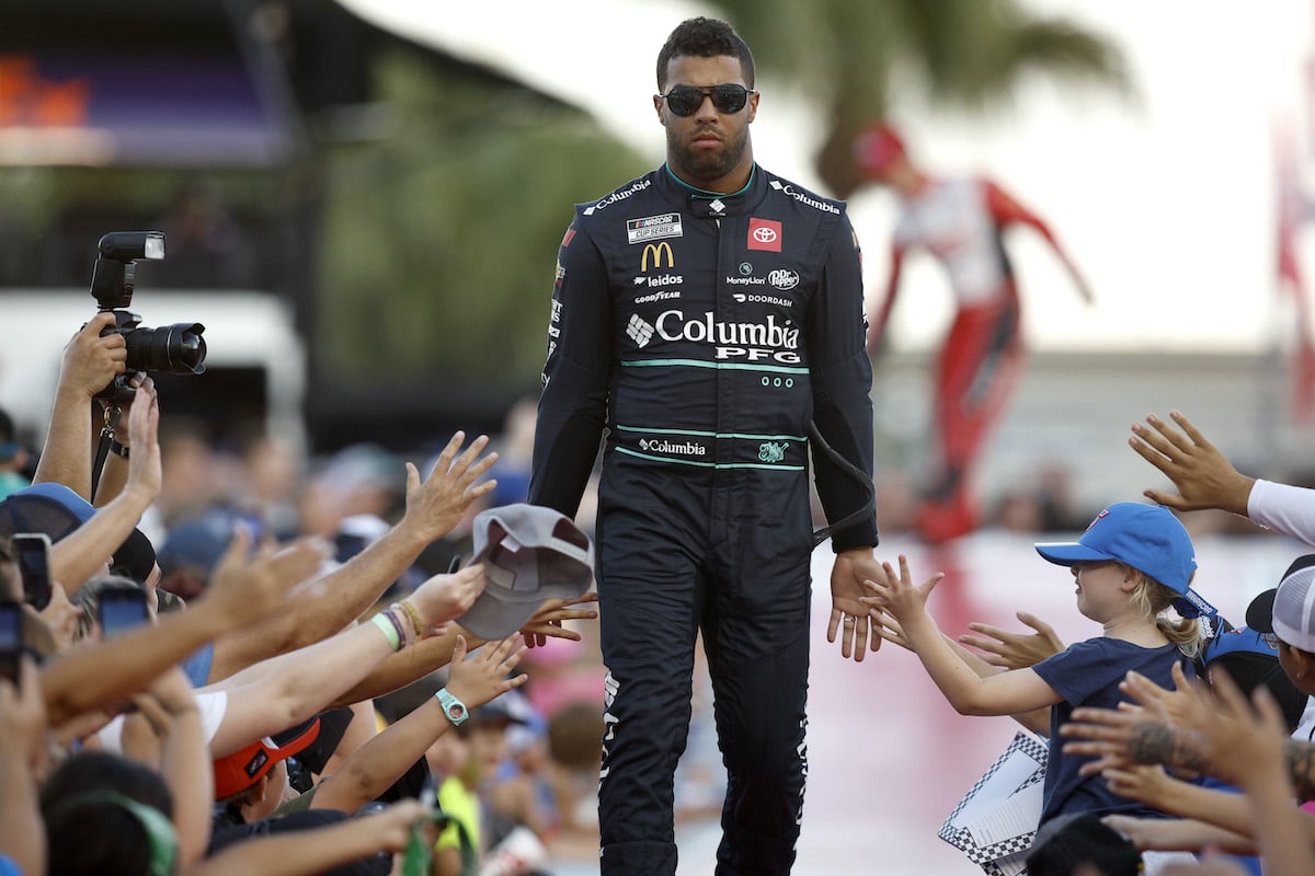 Bubba Wallace greets fans.