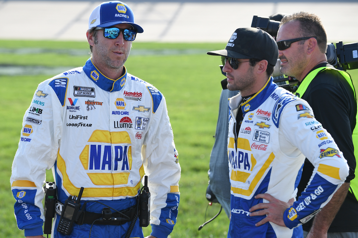 Alan Gustafson and Chase Elliott before race.