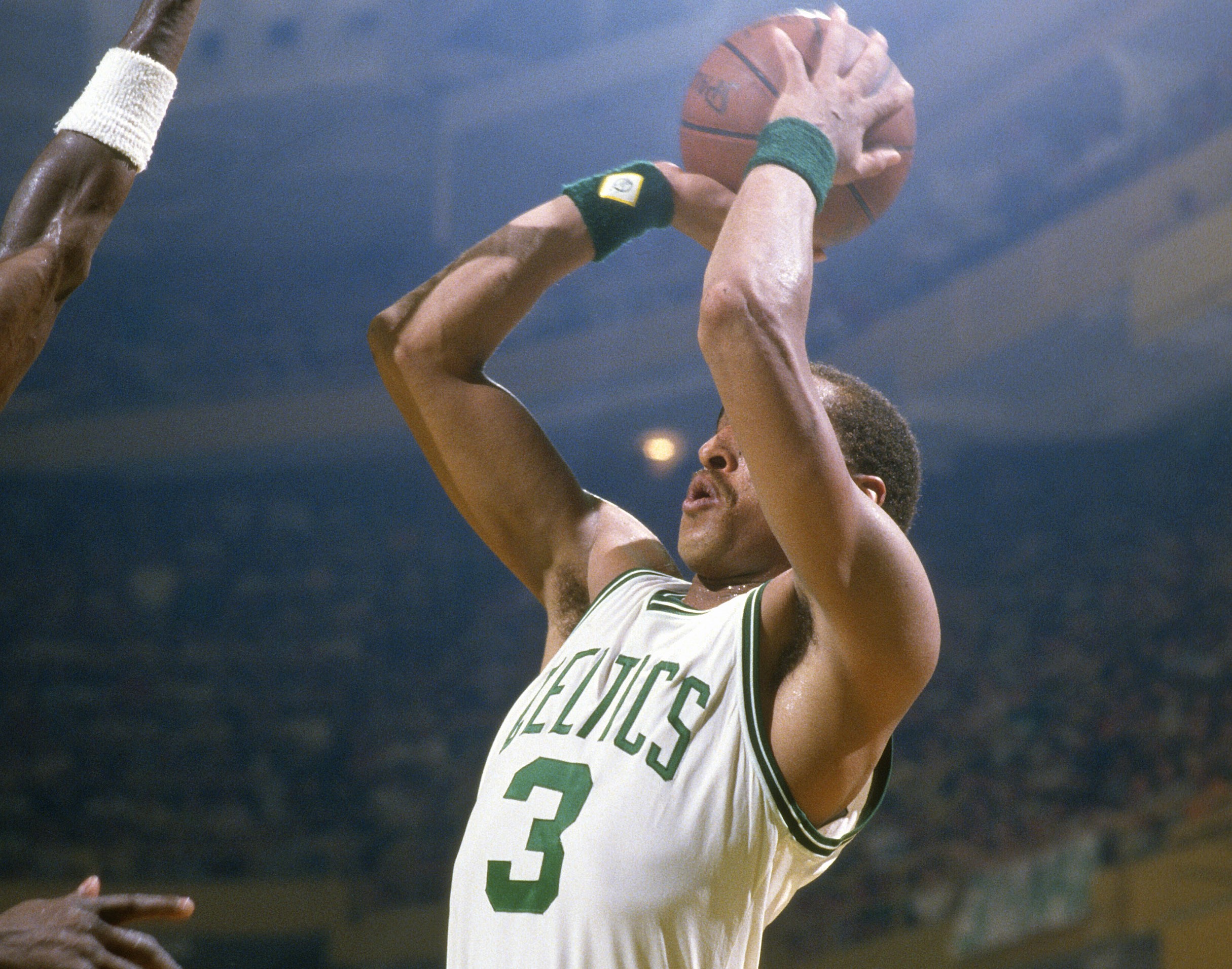 Dennis Johnson of the Boston Celtics shoots against the Los Angeles Lakers.
