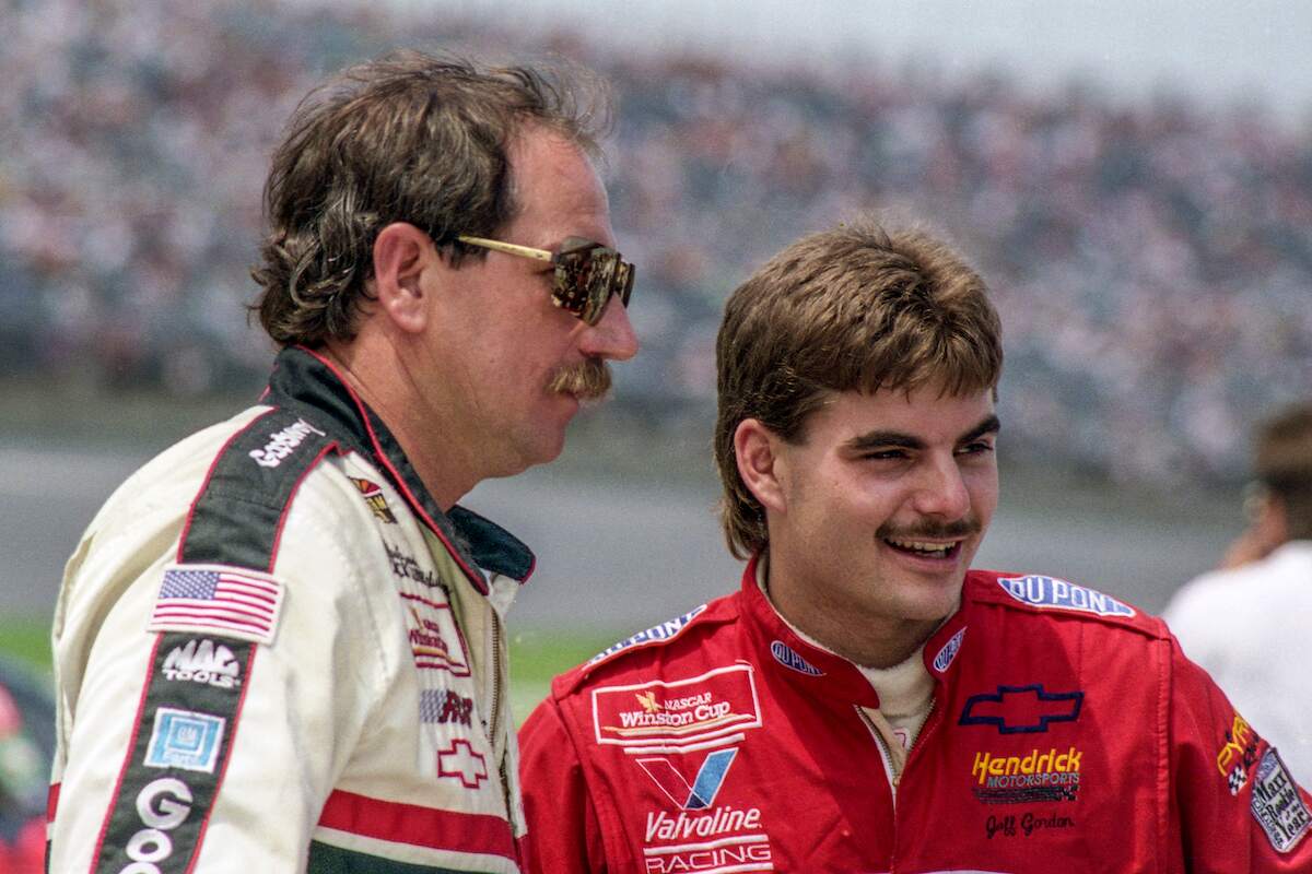 Jeff Gordon talks with Dale Earnhardt Sr. in 1993