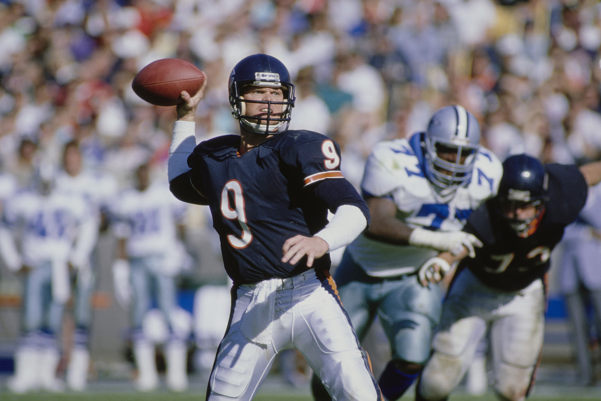 Chicago Bears quarterback Jim McMahon throws a pass against the Dallas Cowboys.