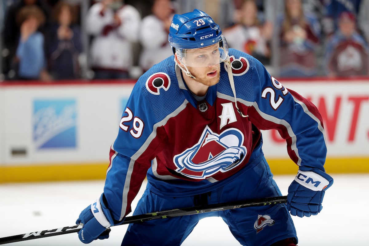 Nathan MacKinnon skates for the Colorado Avalanche