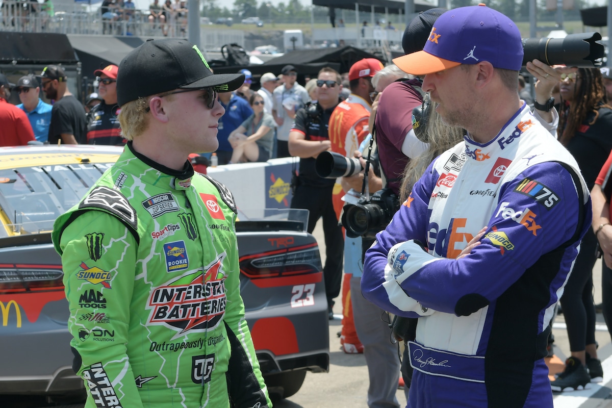 Ty Gibbs and Denny Hamlin talk.