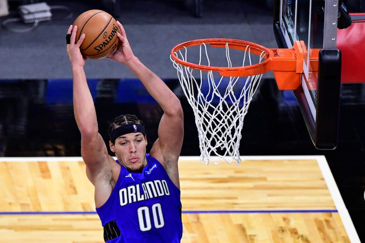 Aaron Gordon of the Orlando Magic grabs a rebound