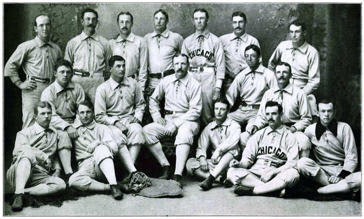 Adrian "Cap" Anson and his Chicago Colts baseball team pose for a portrait in Chicago, Illinois in 1892