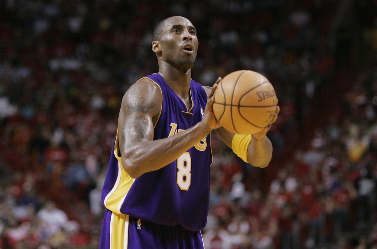 Kobe Bryant shoots a free throw.