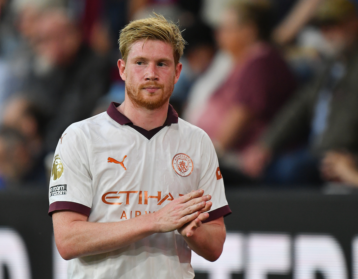 Manchester City's Kevin De Bruyne looks at the sideline during a 2023 match