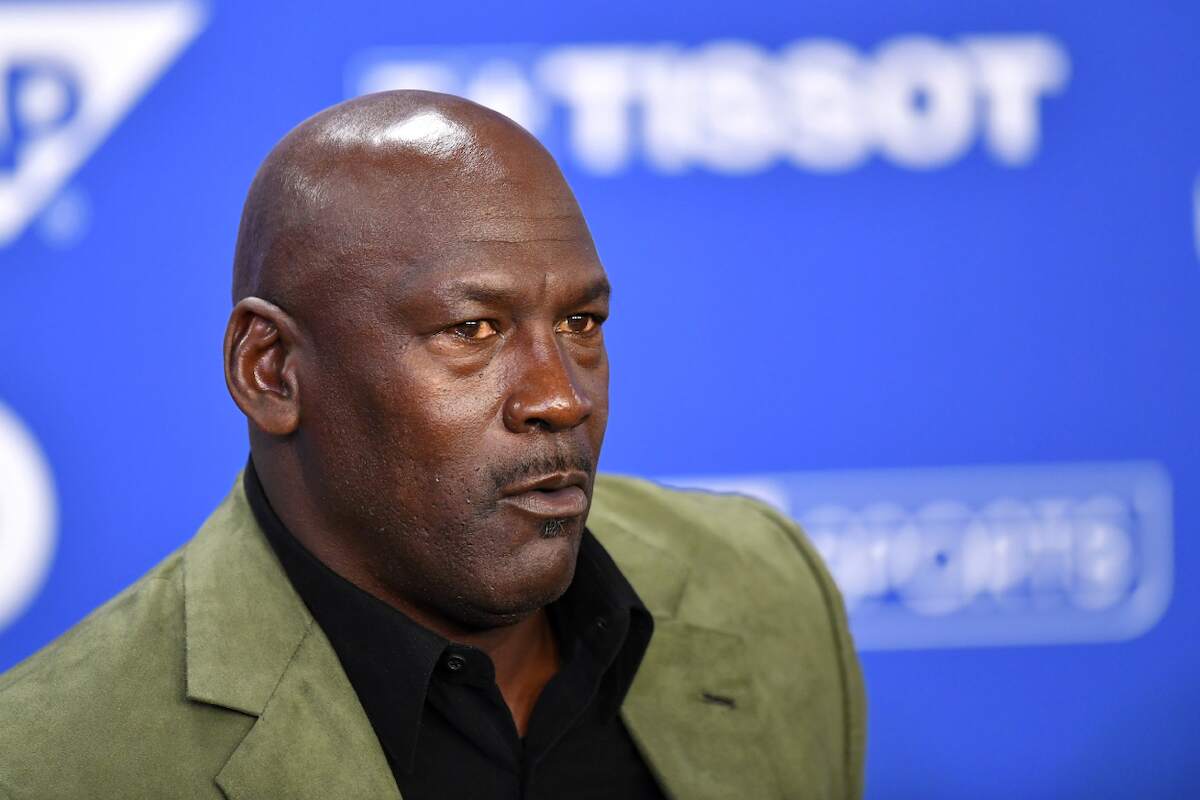 Michael Jordan attends a press conference before the NBA Paris Game on Jan. 24, 2020