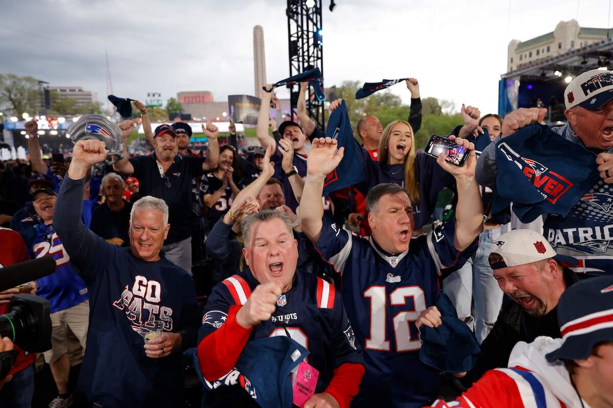New England Patriots fans react to their teams selection in the 2023 NFL Draft
