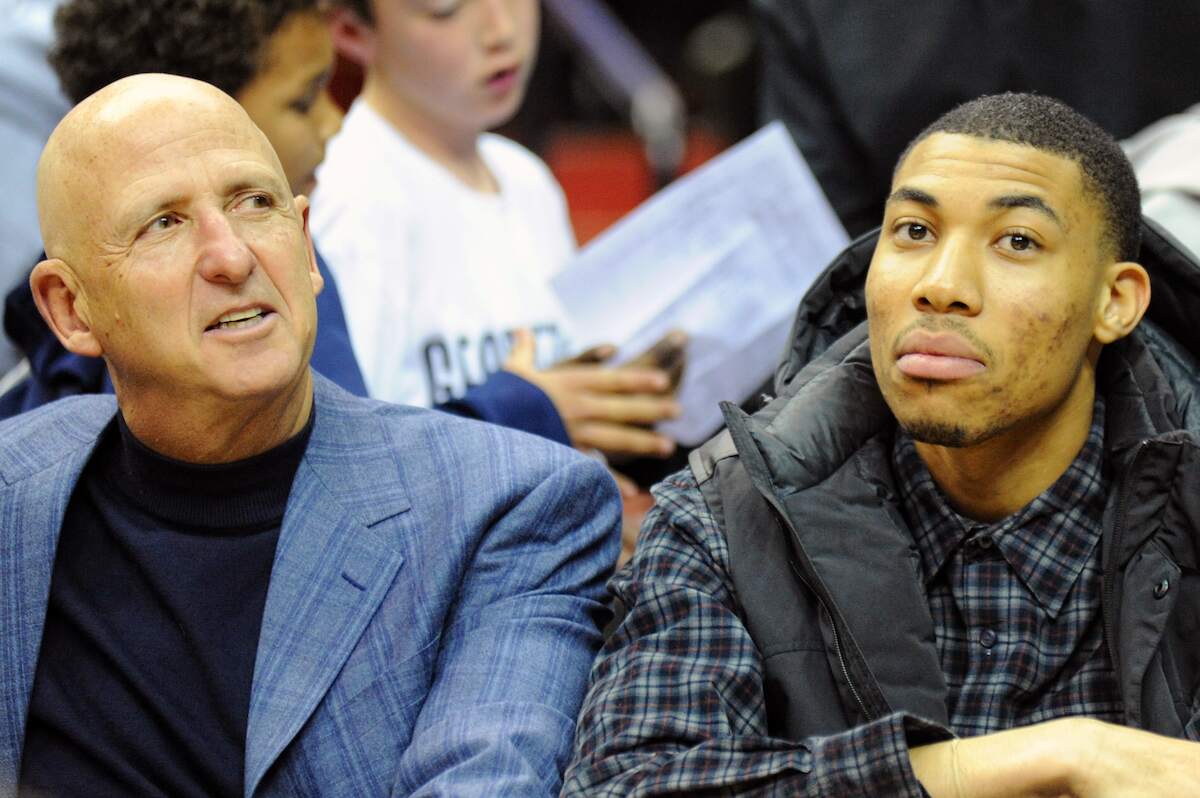 Sports agent David Falk sits with Washington Wizards forward Otto Porter