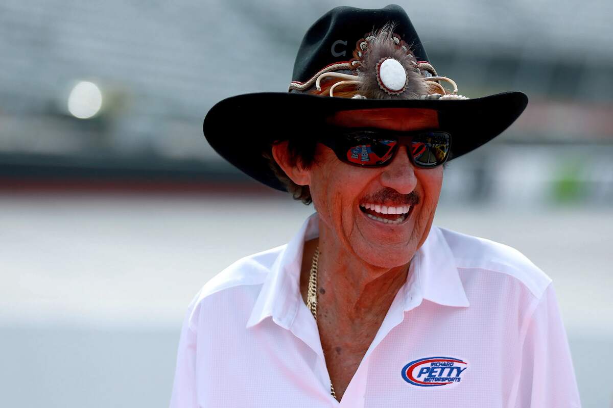 Team owner, Richard Petty, stands on pit road during practice for the Monster Energy NASCAR Cup Series