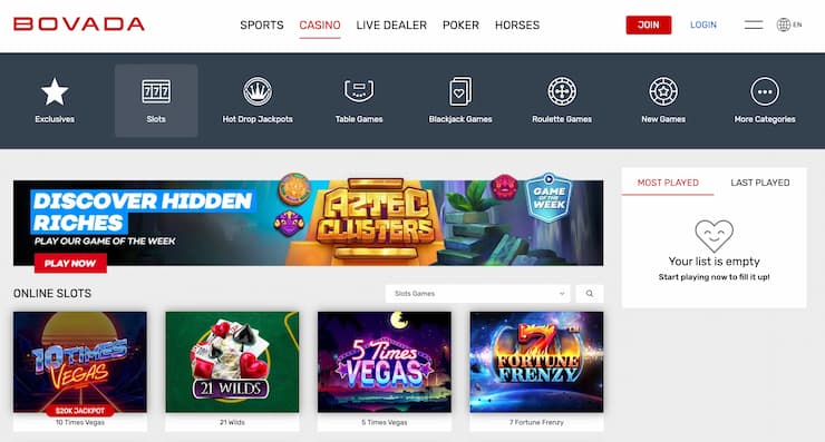 Bovada homepage - one of the best cash app casinos