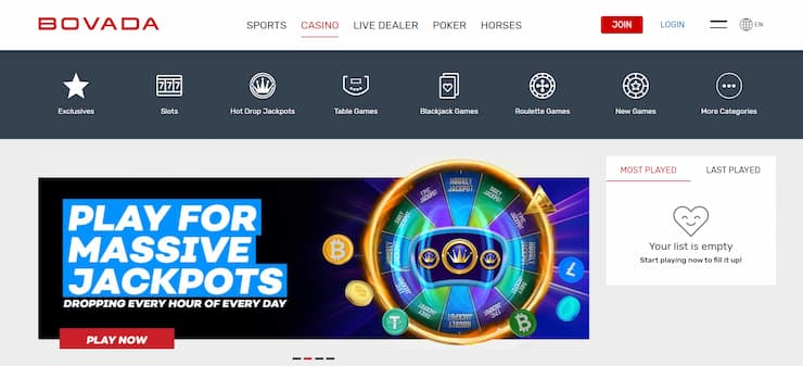 Bovada - an excellent Texas online casino site
