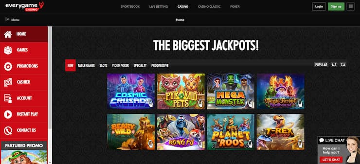 Gamble online at Everygame