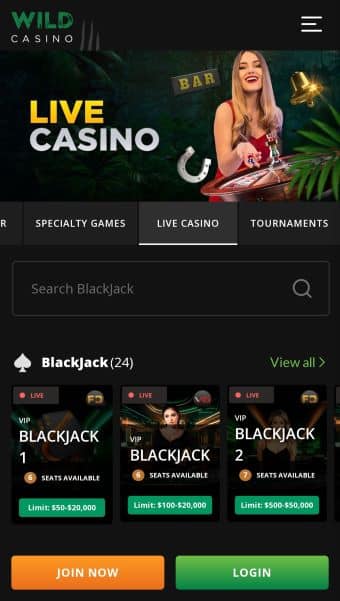 Wild Casino Live Dealer Blackjack