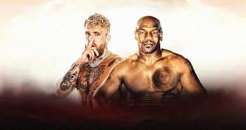 Jake Paul and Mike Tyson on a poster.