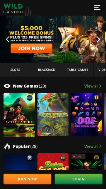 Wild Casino mobile
