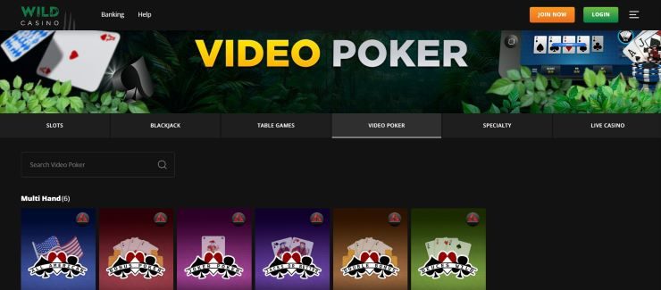 Wild Casino Video Poker