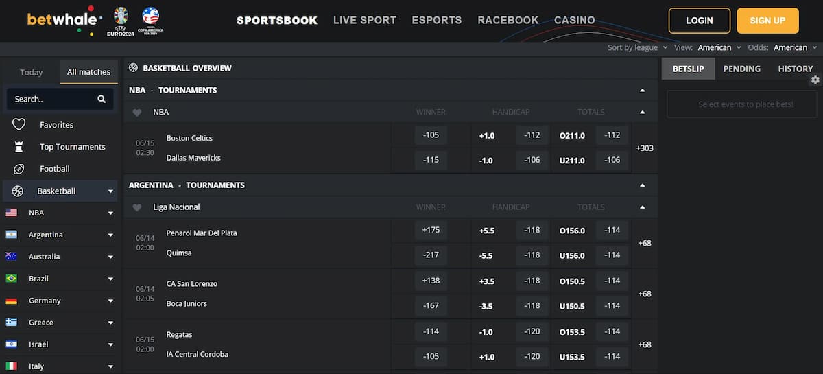 A screenshot of BetWhale