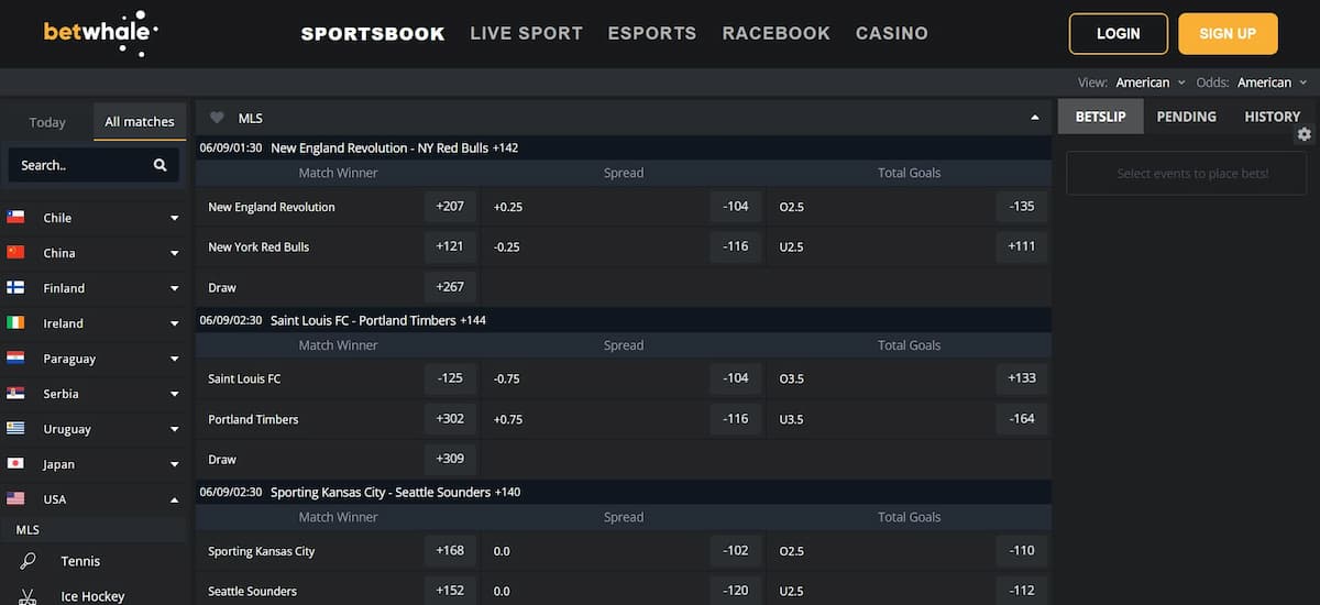 A screenshot of BetWhale