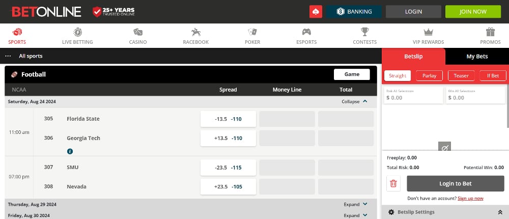 BetOnline - the best college football betting site