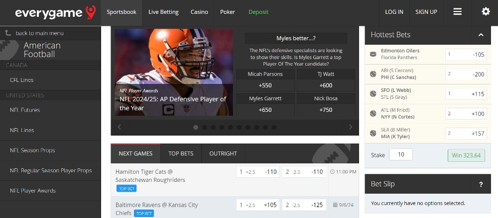Everygame - trusted college football betting site