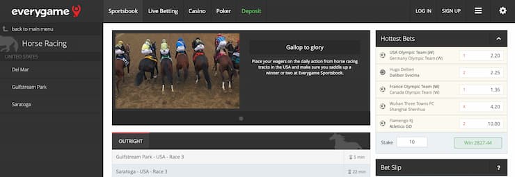 The best horse racing betting sites - Everygame main page