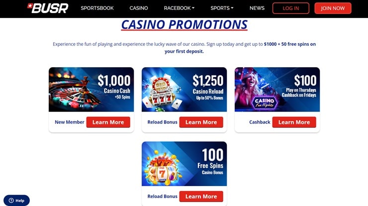 BUSR bonus code casino promotions
