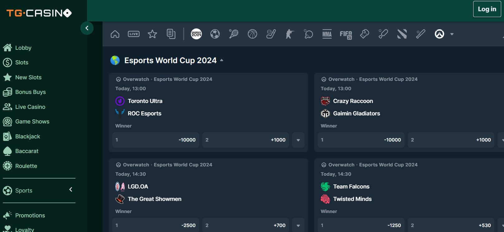 TG.Casino - overall No.1 Esports crypto sportsbook in the US