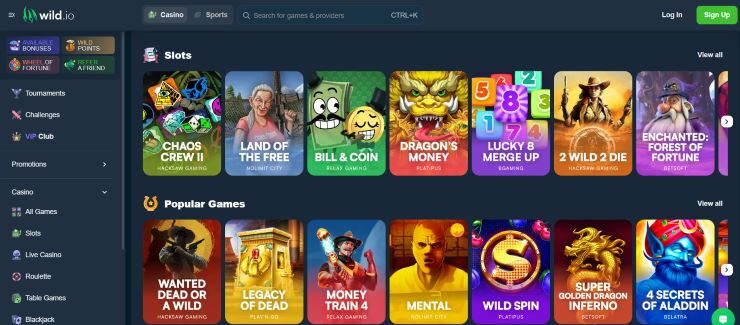 Wild.io Casino - secure VPN friendly casino website