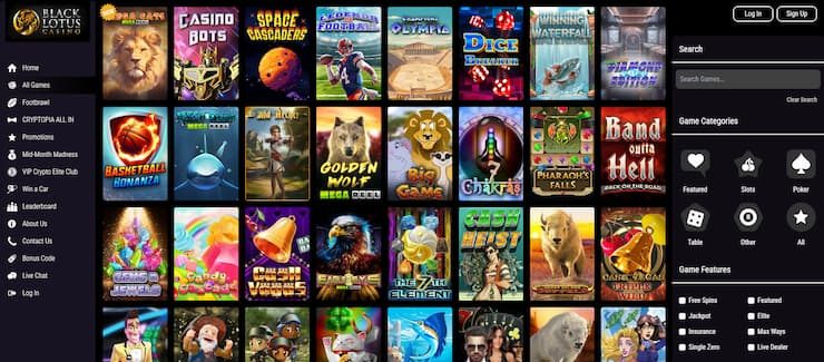 online casinos - Black Lotus Casino Gaming lobby