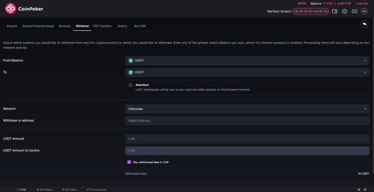 Coinpoker withdraw funds form