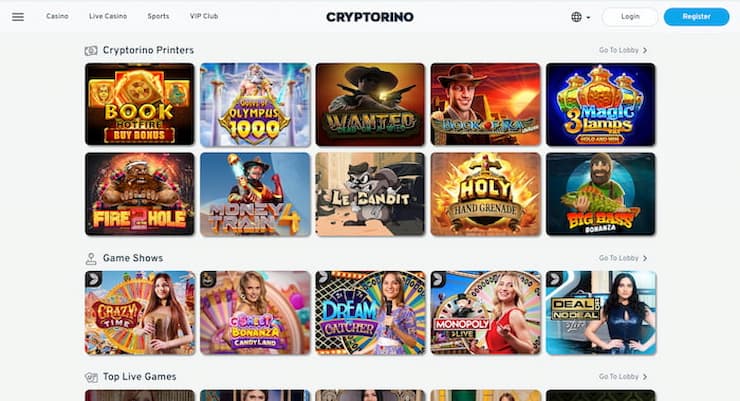 telegram casinos no account & no KYC at Cryptorino