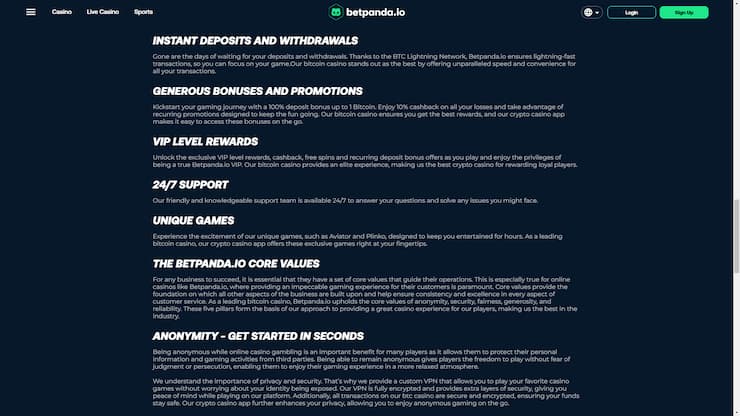 BetPanda depoists guide page
