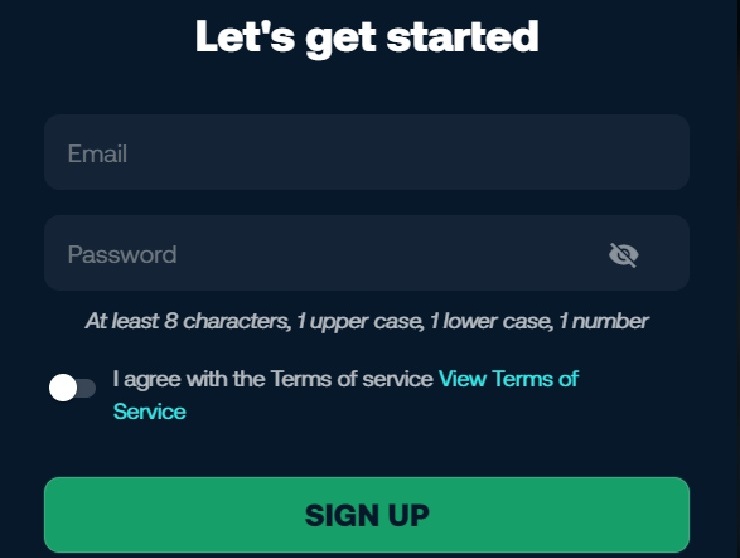 BetPanda sign up form