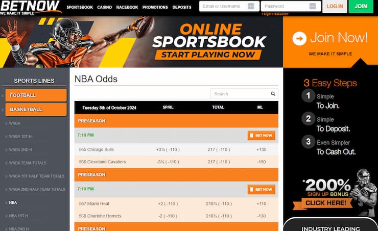 nba betting sites BetNow Sportsbook NBA Odds