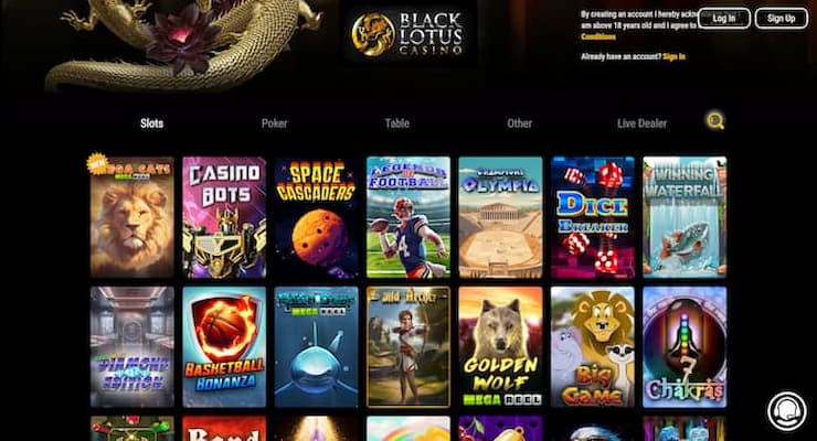 The homepage of Black Lotus