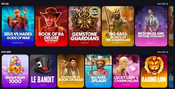 Instant Casino slot games section