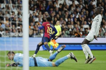 Lamine Yamal Celebrating After Scoring for Barcelona