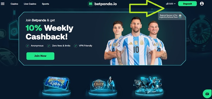 make a deposit at Betpanda