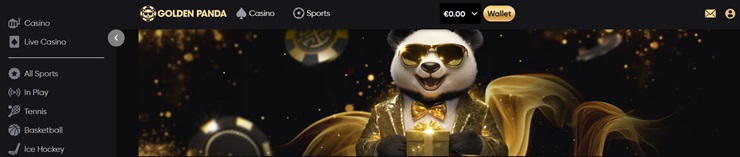 Golden Panda casino homepage 