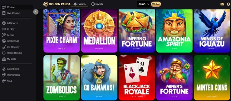 Golden Panda slots section