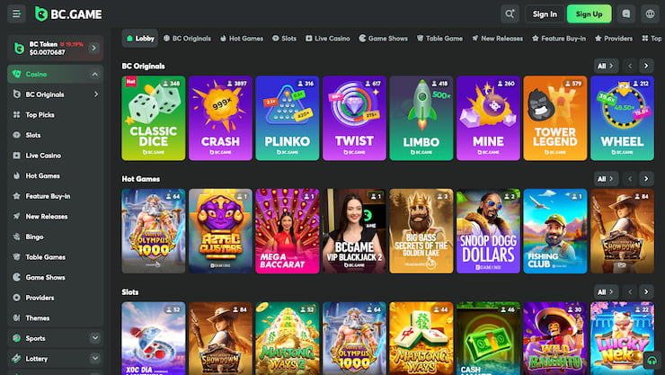 BC.Game one of the best slots sites with crypto