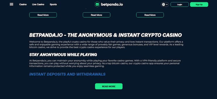 Betpanda - one of the best Metamask casino sites