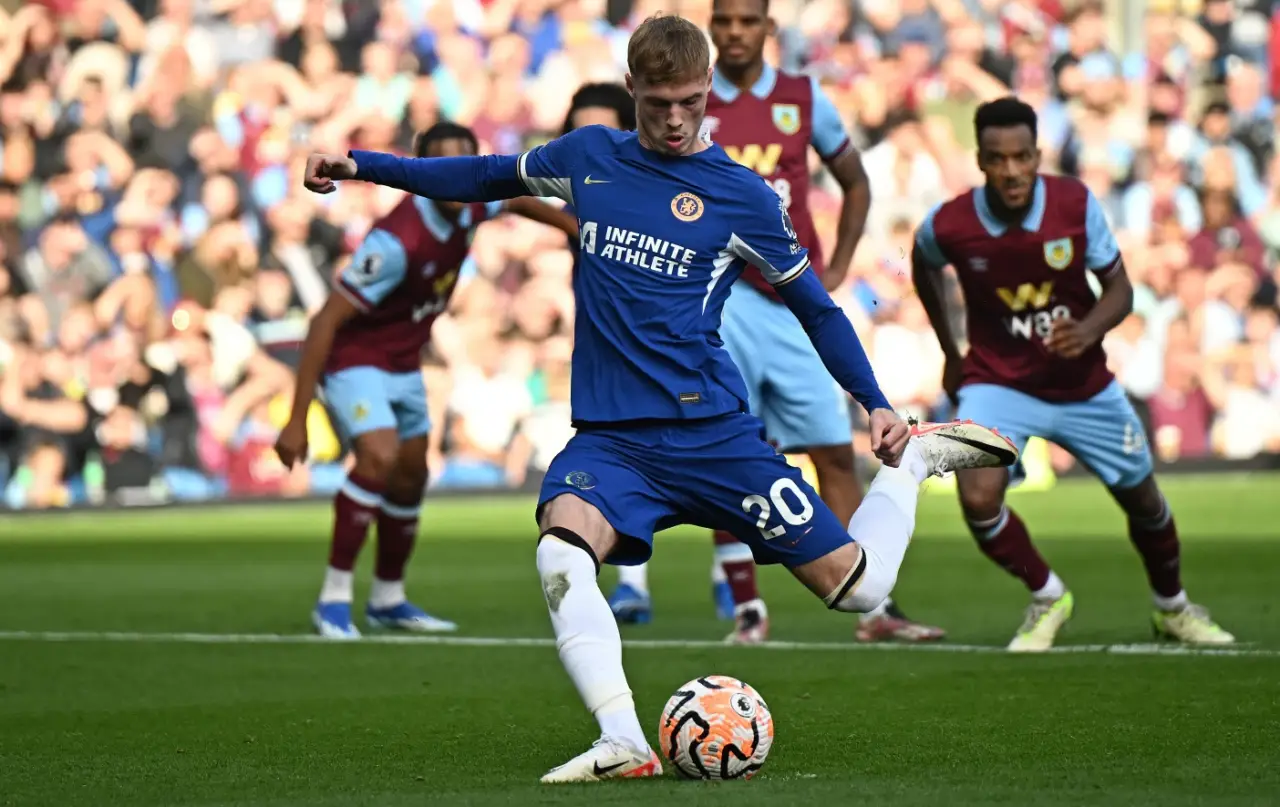 Chelsea Ace Cole Palmer Taking Penalty Kick During a Premier League Game