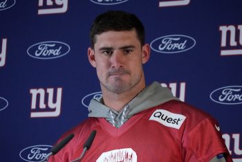 New York Giants quarterback Daniel Jones during press conference.