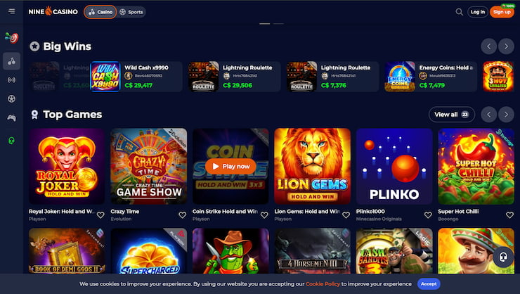 Nine Casino Homepage