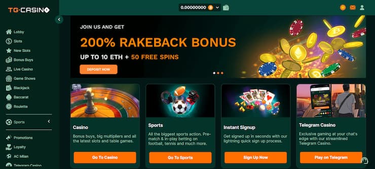 TG.Casino - one of the newest Metamask online casinos